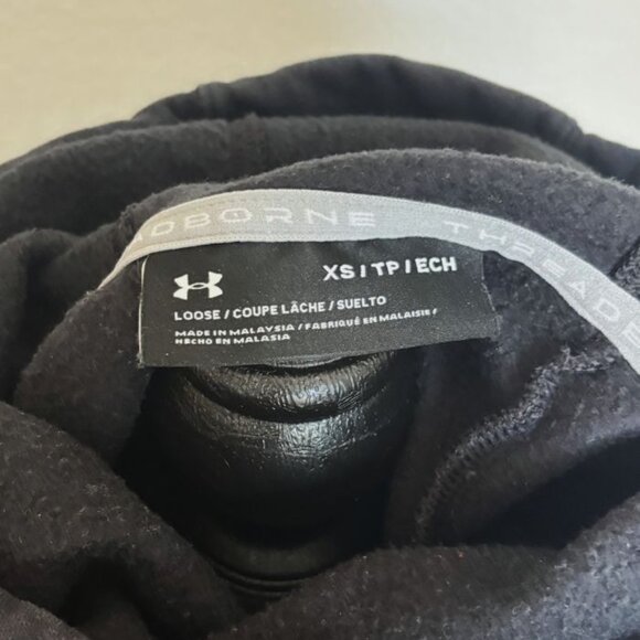 Black Under Armour "Loose" Hooded Sweatshirt Women's XS EUC Gray Sleeve Cuffs - Picture 8 of 8